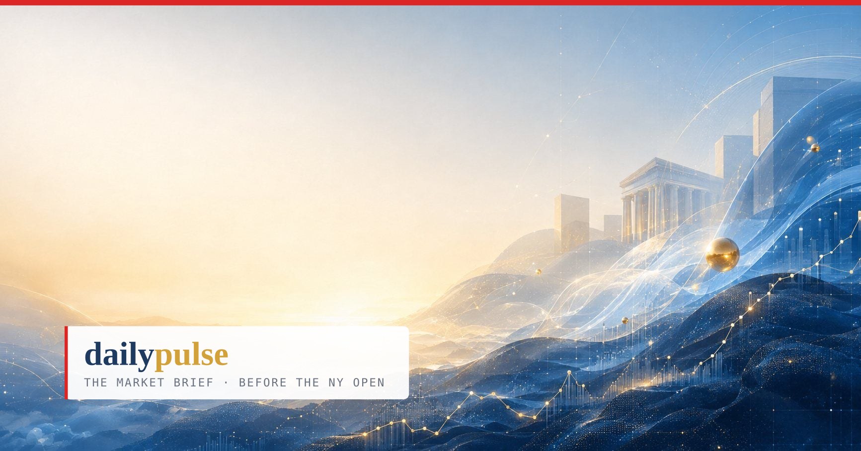 Banks — More Profit, Still Not Enough: classical columns and a golden sphere above a rising line at dawn